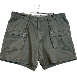 Outdoor Life Mens Olive Green Cotton Cargo Shorts Elastic Waist 42 Gorpcore Hike